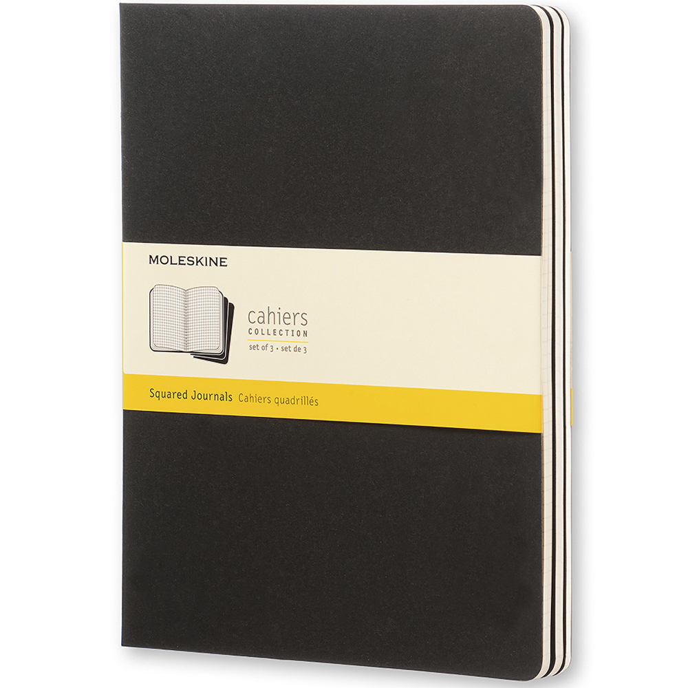 Moleskine Cahier Squared Notebook XL Black Set 3pce Peter's of