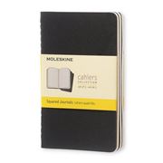 Moleskine - Cahier Squared Notebook Pocket Black Set 3pce