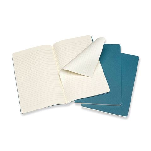 Moleskine - Cahier Ruled Notebook Large Brisk Blue Set 3pce