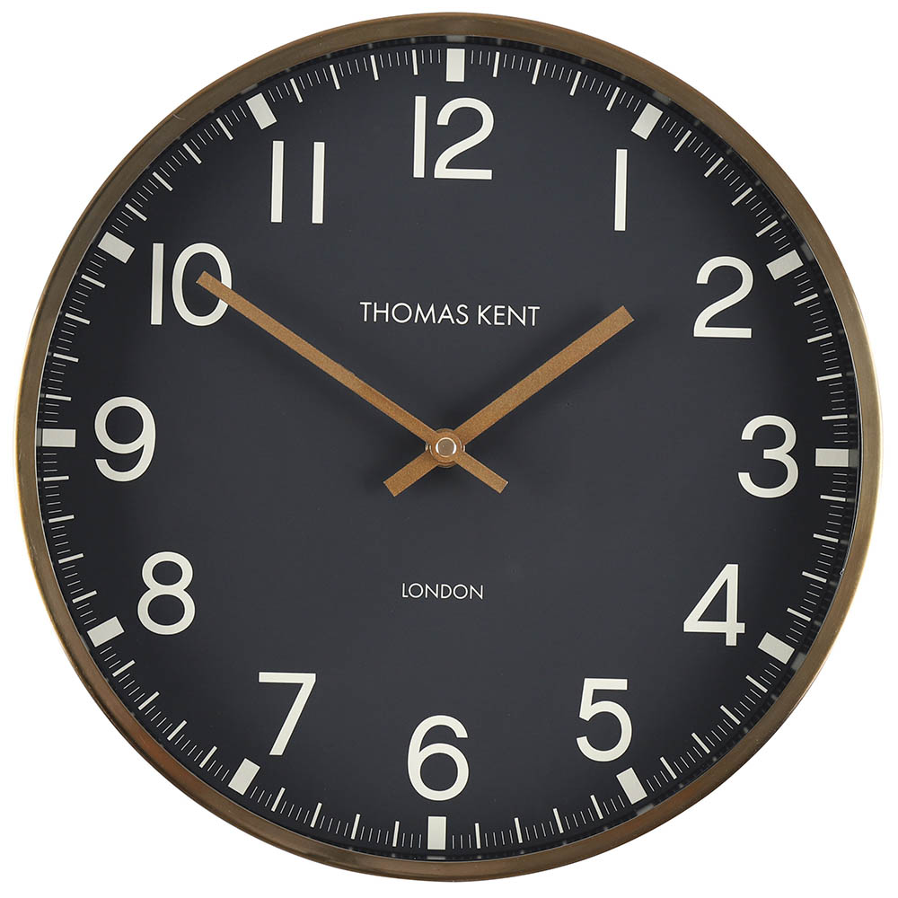 Thomas Kent Clocksmith Wall Clock Brass & Black 30cm Peter's of