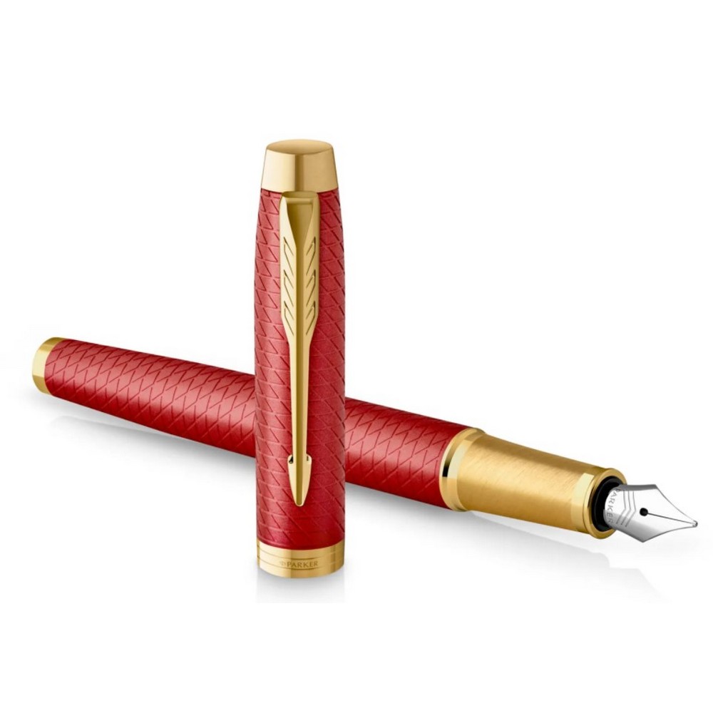 Parker IM Premium Red Gold Trim Fountain Pen Peter's of Kensington