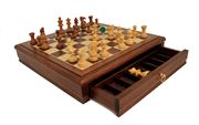 Italfama - Walnut Wood Chess Set w/Inbuilt Drawer 43x43cm