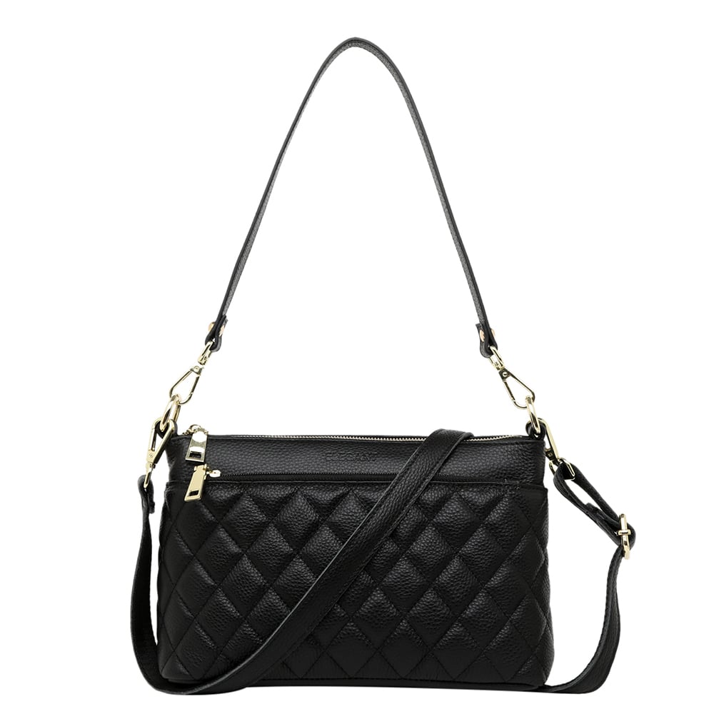 Serenade Leather - Tiana Quilted Leather X-Body Bag Black | Peter's of ...