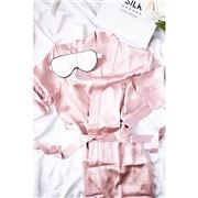 Silk Magnolia - Pure Silk Dressing Gown Peony Pink Medium