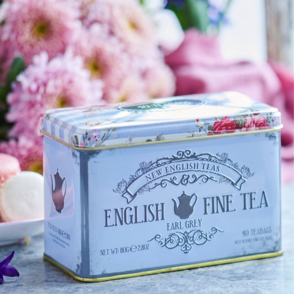 New English Teas Earl Grey Floral Violet Tin 40 Teabags Peter's of