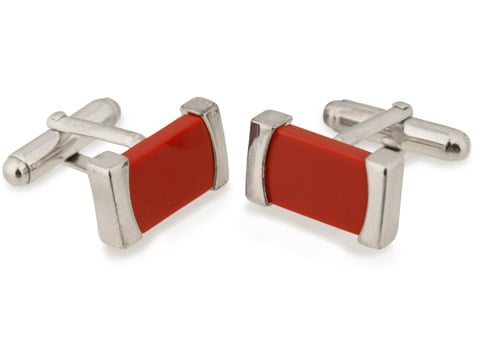 Whitehill S/S Cufflinks Capped Red Coral - Peter's of Kensington