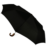 Clifton - MiniMaxi Automatic Black Umbrella w/ Wood Handle