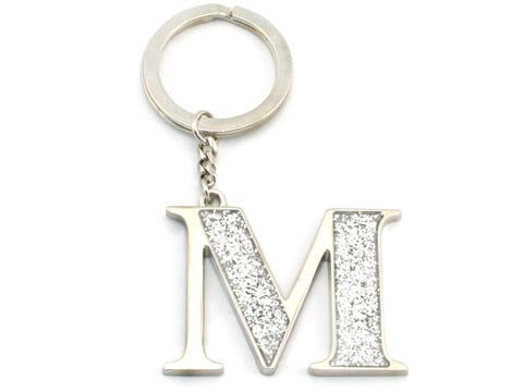 Whitehill - Silver Glitter Initial Keyring M