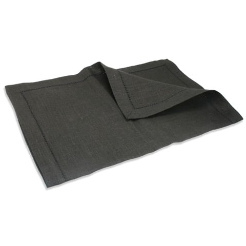 Linen Line - Hemstitch Linen Placemat Black