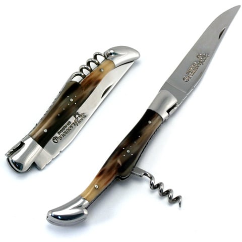 Laguiole En Aubrac Folding Knife with Corkscrew Solid Horn - Peter's of Kensington