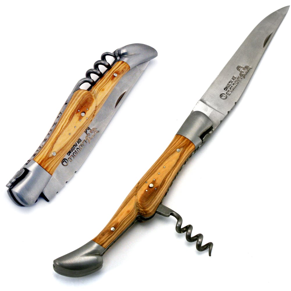 Laguiole Folding Knife with Corkscrew Olivewood Peter's of Kensington