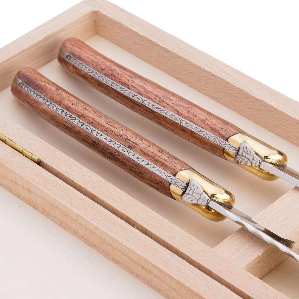 Claude Dozorme Carving Laguiole Exotic Wood Set 2pce Peter's of Kensington