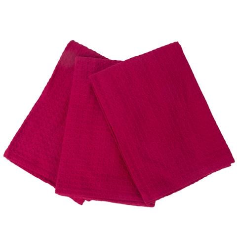 Rans - London Waffle Tea Towel Hot Pink Set 3pce