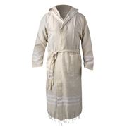 Lalay - Cotton Hooded Bathrobe Small Beige