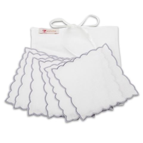 Serenk Ocean Linen Coaster Silver Set 6pce - Peter's of Kensington