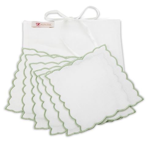 Serenk Ocean Linen Coaster Pale Green Set 6pce - Peter's of Kensington