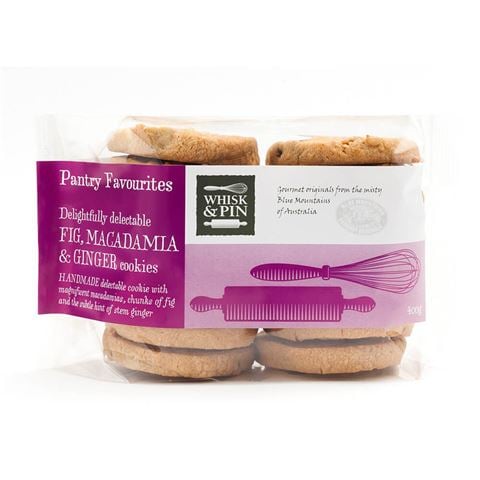 Whisk & Pin - Fig Macadamia & Ginger Cookies 400g