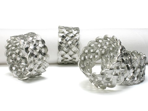 L'objet Braid Napkin Ring Platinum Set 4pce - Peter's of Kensington