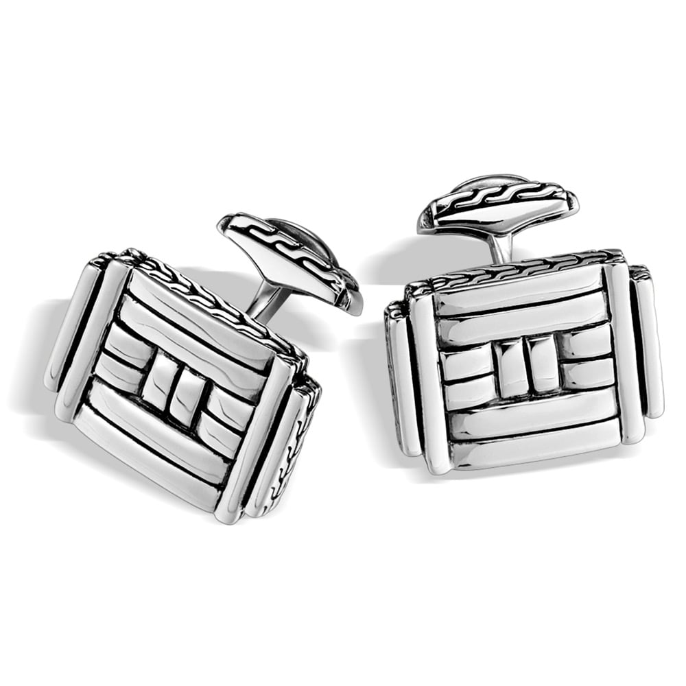 John Hardy Men's Bedeg Silver Rectangular Cufflinks Peter's of