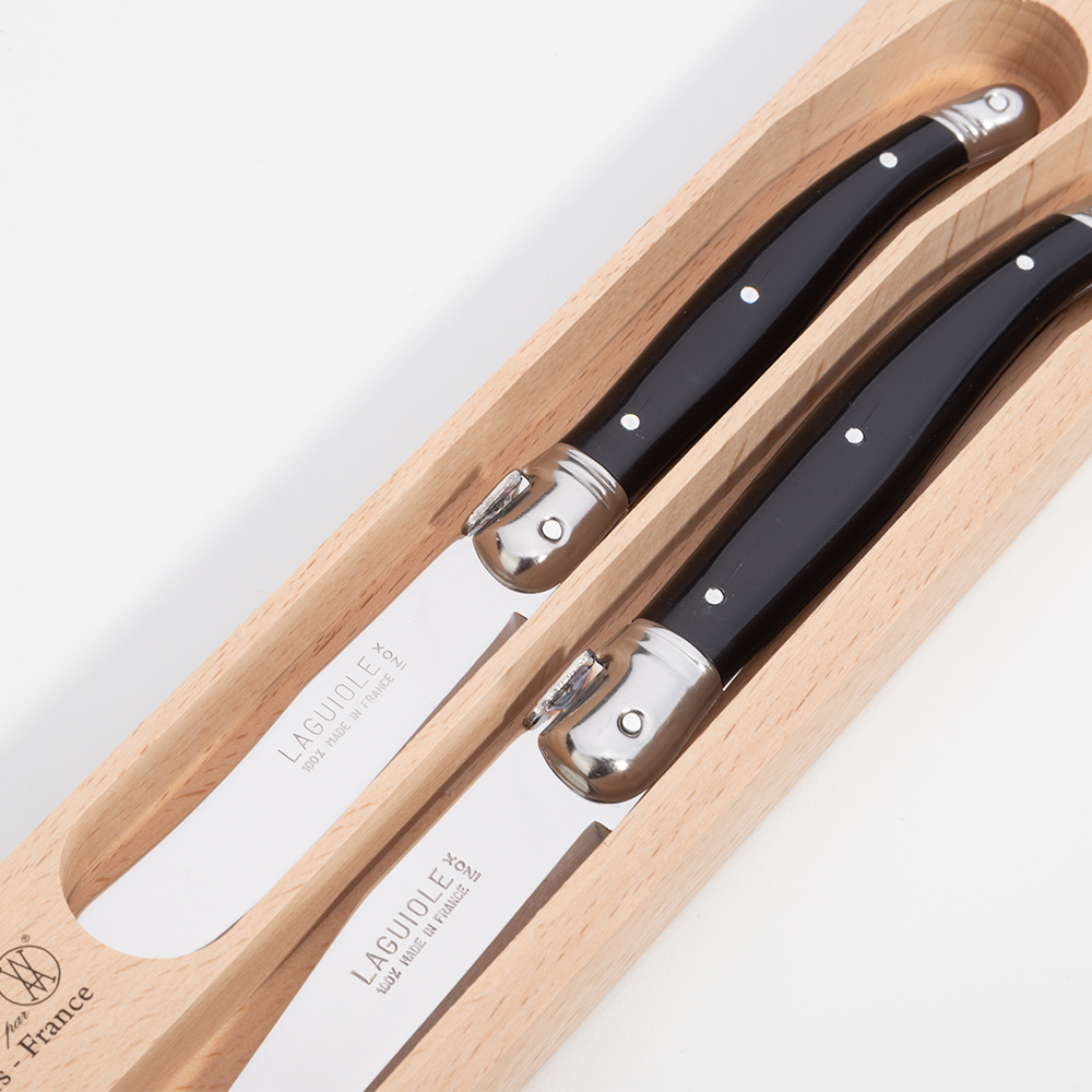 Laguiole Debutante Cheese Knife Black Set 2pce Peter's of Kensington
