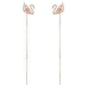 Swarovski - Dazzling Swan Rose Gold Chain Pierced Earrings