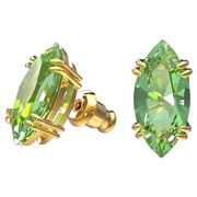 Swarovski - Gema Green Crystal Stud Earrings w/Gold Plate