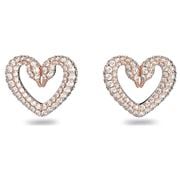 Swarovski - Una Heart Shape Crystal Swan Earrings Rose Gold