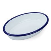 Falcon - Enamel Oval Pie Dish White & Black 18cm