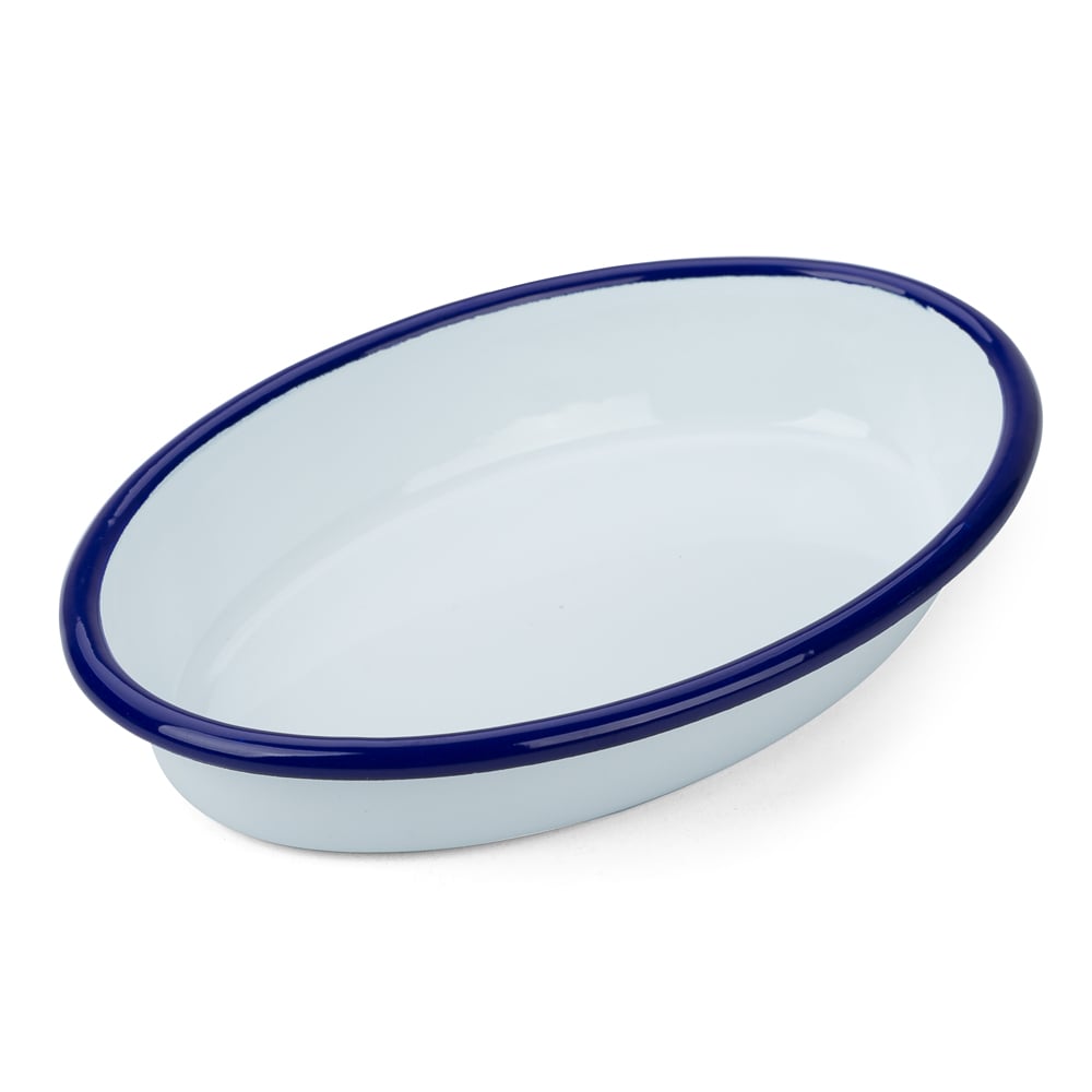 Falcon Enamel Oval Pie Dish White & Black 18cm Peter's of Kensington