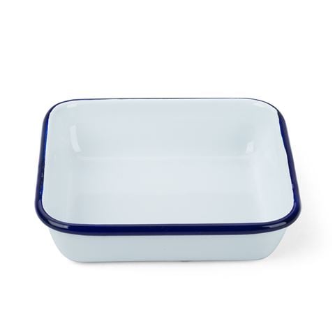 Falcon - Enamel Square Dish White & Blue 12cm