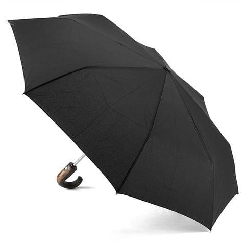 Clifton - Auto Open Auto Close Wooden Trim Umbrella Black