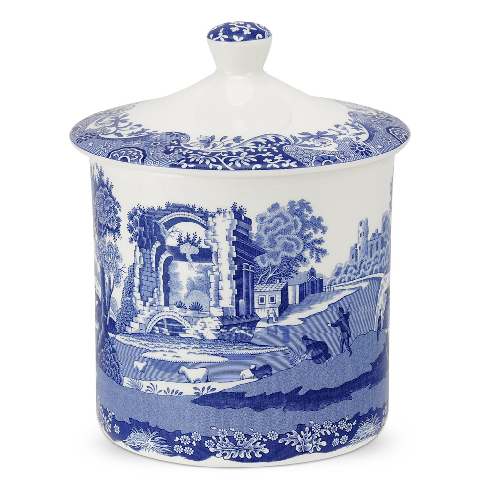 Spode Blue Italian Storage Canister 16cm Peter's of Kensington