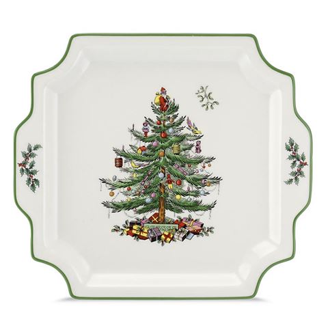Spode - Christmas Tree Square Platter with Handles