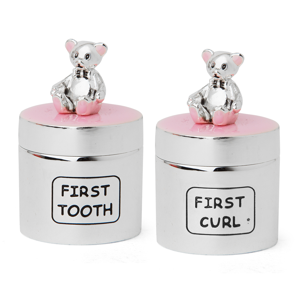 Whitehill Bear Pink First Tooth & First Curl Box Set 2pce Peter's
