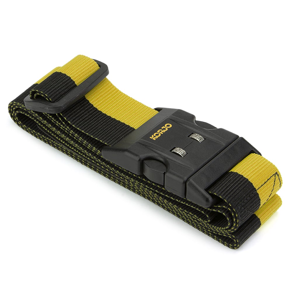 Korjo - Deluxe Luggage Strap with Combination Lock Yellow 
