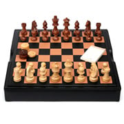 Renzo - Leather and Wood Chess Set Black