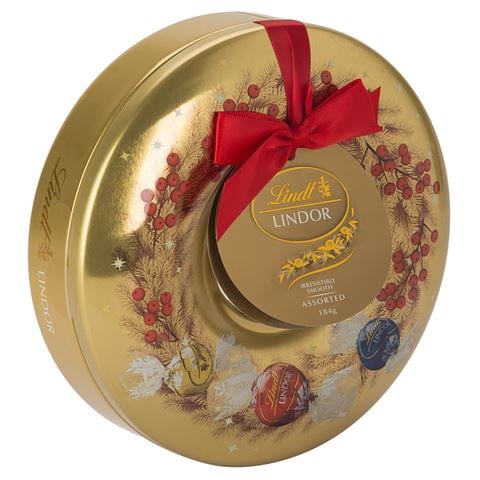 Lindt - Lindor Small Wreath Assorted Chocolates Tin 184g