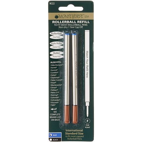 Monteverde - Ceramic Rollerball Refill Fine Point Set Blue 2pce