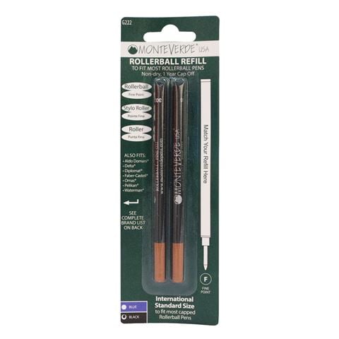 Monteverde - Stainless Steel & Ceramic Rollerball Pen Refill Set Black 2pce