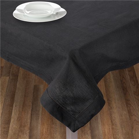 Rans Hemstitch Tablecloth Black 150x360cm - Peter's of Kensington