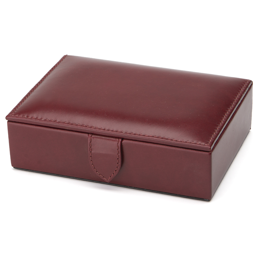 Redd Leather - Burgundy Jewellery Box Small | Peter's of Kensington