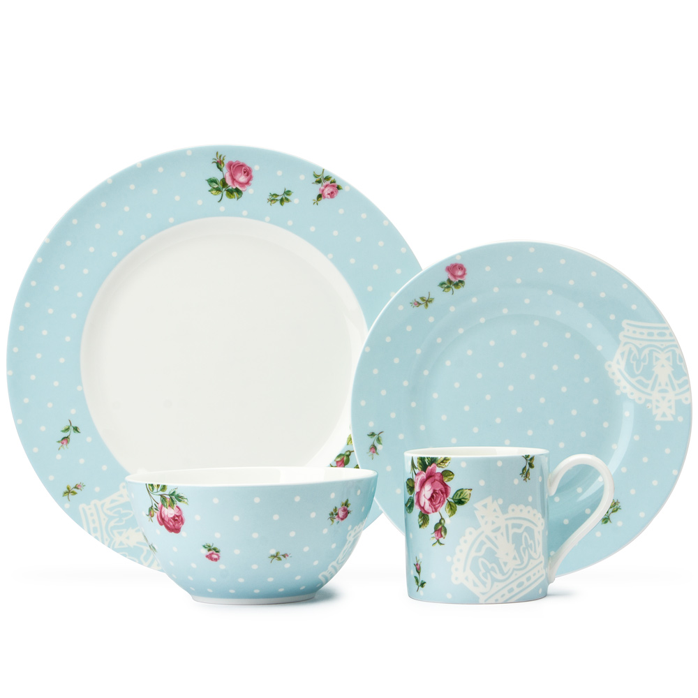 Royal Albert Polka Blue Modern Dinner Set 16pce