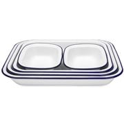Falcon - Enamel Baking Dish White & Blue Set 5pce
