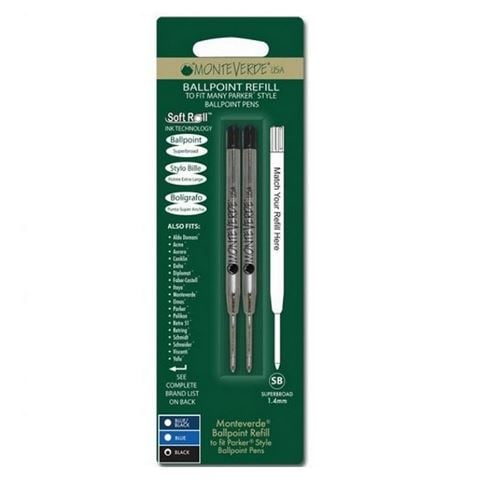 Monteverde - Parker Ballpoint Refill Set w/Superbroad 1.4mm Tip Black 2pce