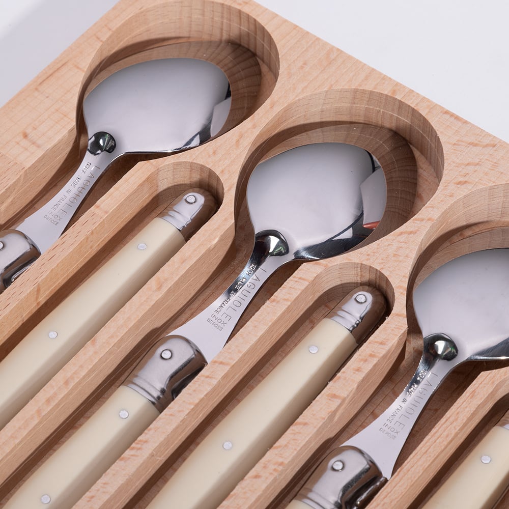 Laguiole Debutante Dessert Spoon Ivory Set 6pce Peter's of Kensington