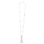 Bowerhaus - Diamonds & Pearls Love Knot Tassel Necklace Gold
